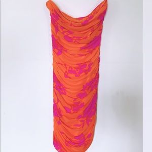 EXPRESS Strapless luau print dress